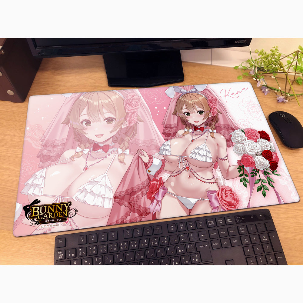 Bunny Garden - Original Illustration Rubber Mat Kana / Bunny Wedding Swimwear