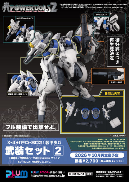 1/35 Scale Plastic Kit - Powerdolls2 - X-4+(Pd-802) Armored Infantry Weapon Set 2 (Shoulder Parts for Mounting Weapons & Mc120Mm Canon & Dru20Atm & Dsg11Smg) - Image 2