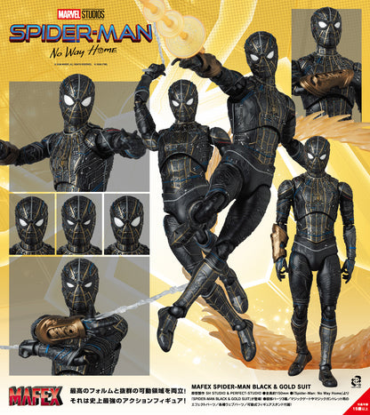 MAFEX - Spider-Man: No Way Home - Spider-man Black & Gold Suit - Image 1