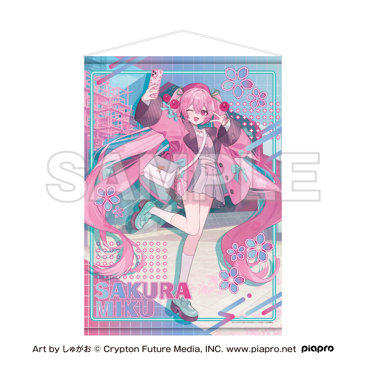 Sakura Miku X Shibuya Sakura Stage B2 Tapestry Art by Shugao - Image 1